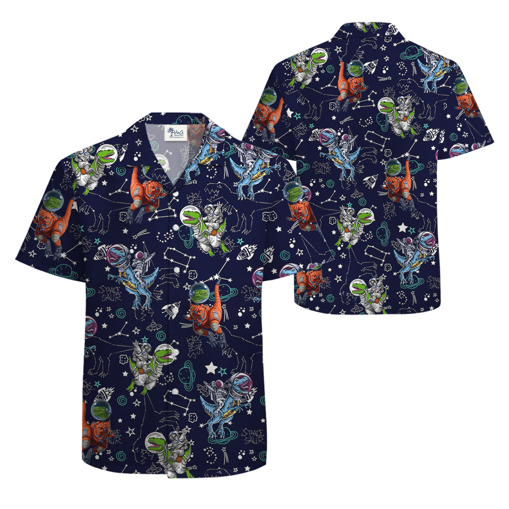 Astronaut Dinosaur Galaxy Hawaiian Shirt