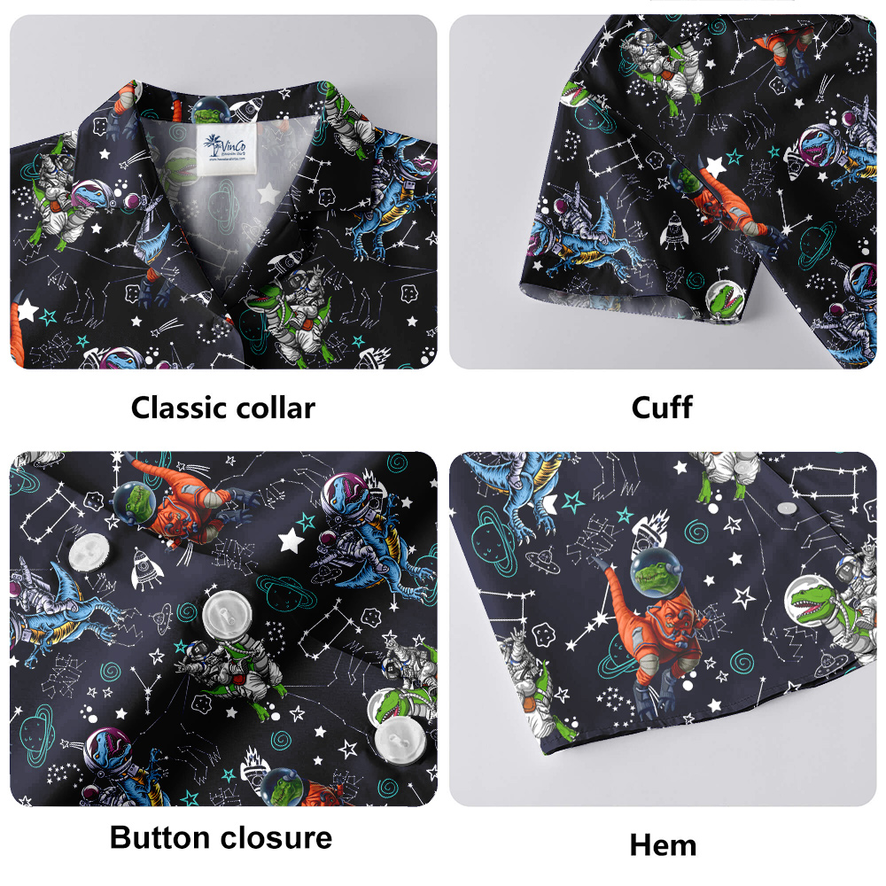 Astronaut Dinosaur Galaxy Hawaiian Shirt