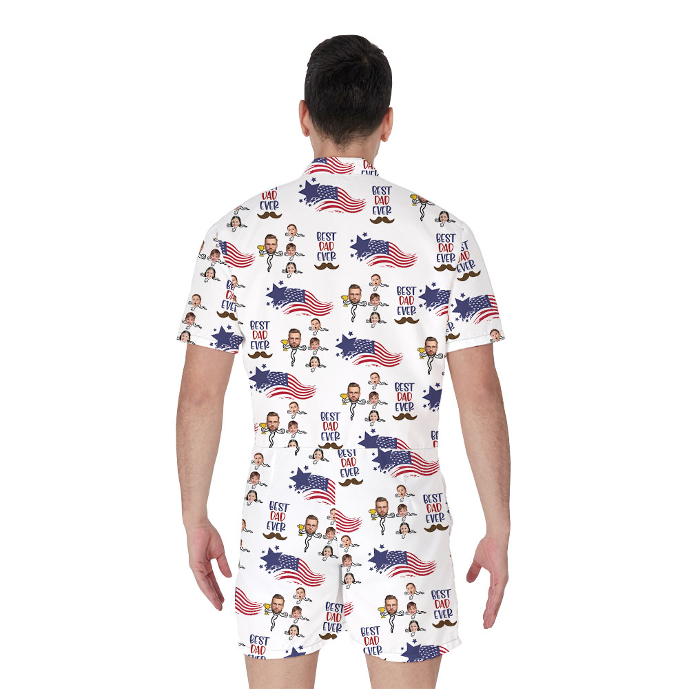 Personalized Dad Beach Romper With Father And Kids Faces