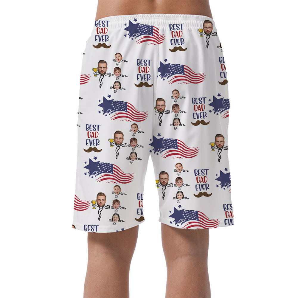 Unique Dad And Kids Faces Men's Casual Shorts