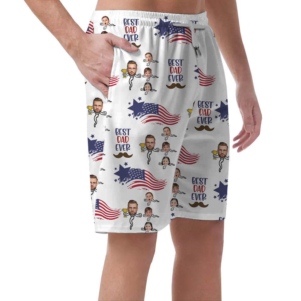 Unique Dad And Kids Faces Men's Casual Shorts