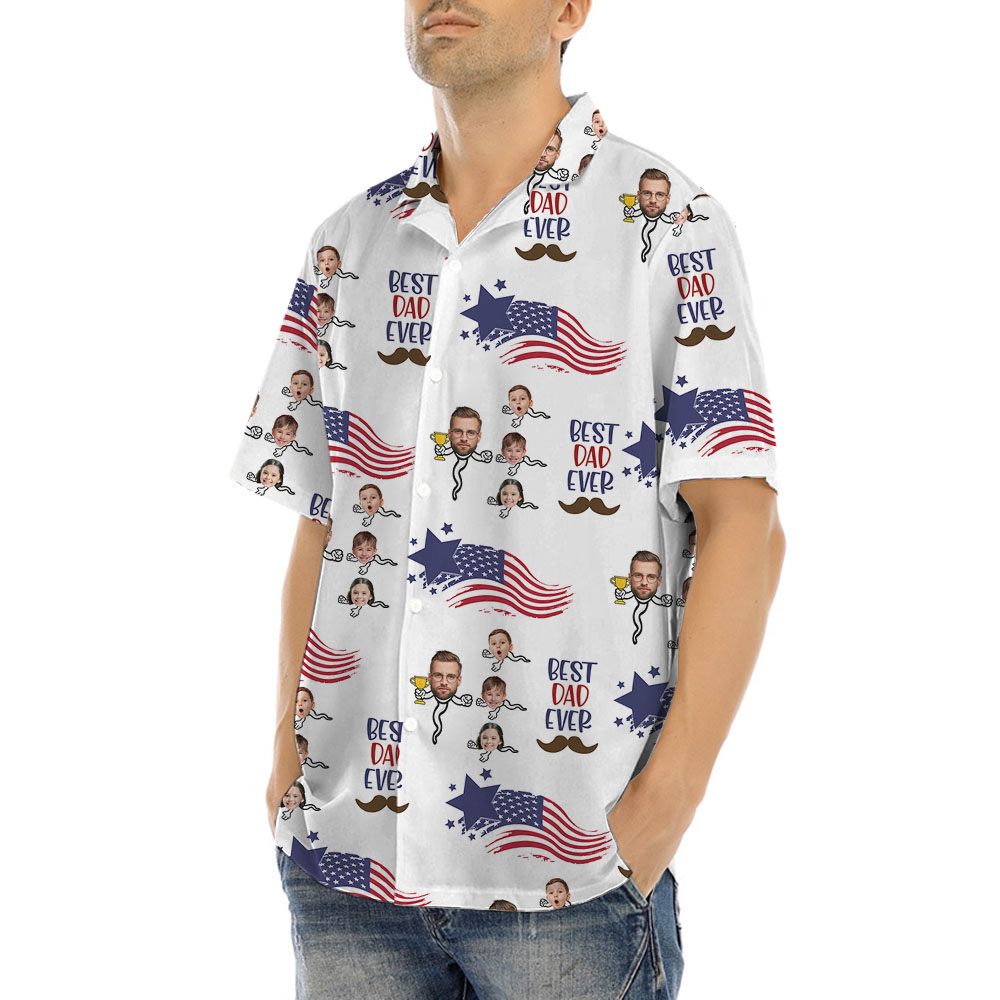 Hilarious Matching Dad And Kids Face Hawaiian Shirt