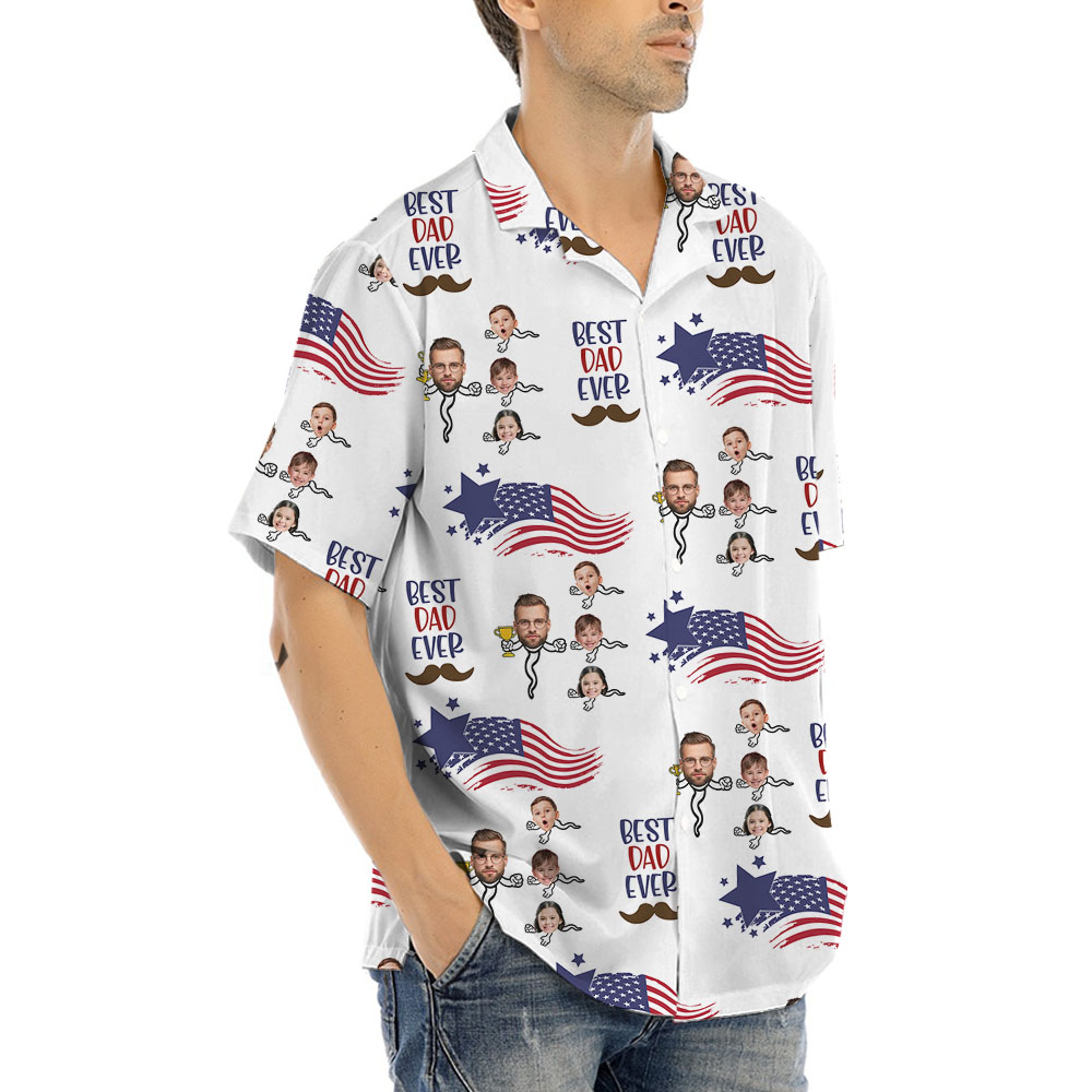 Hilarious Matching Dad And Kids Face Hawaiian Shirt