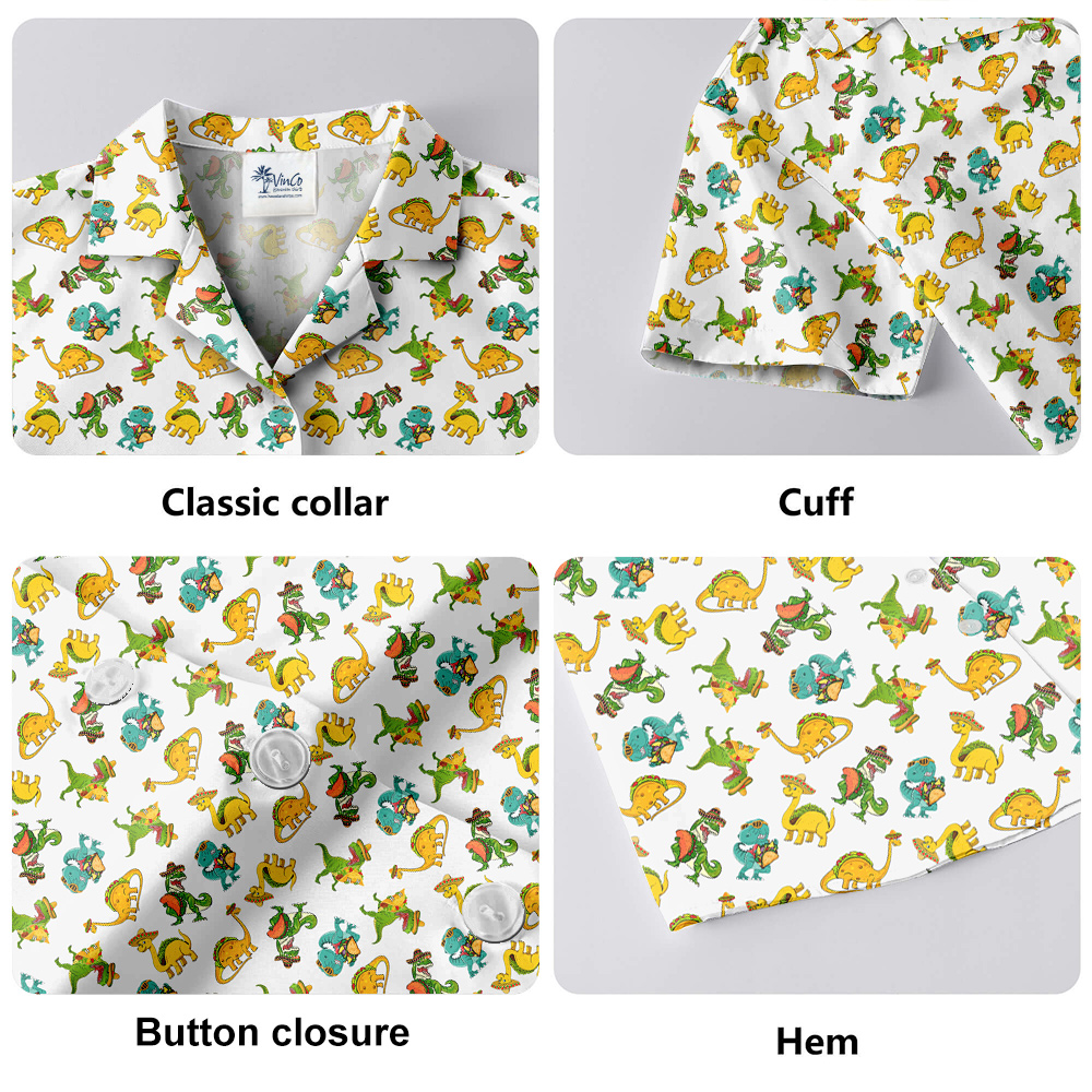 Funny Taco Dinosaur Aloha Shirt