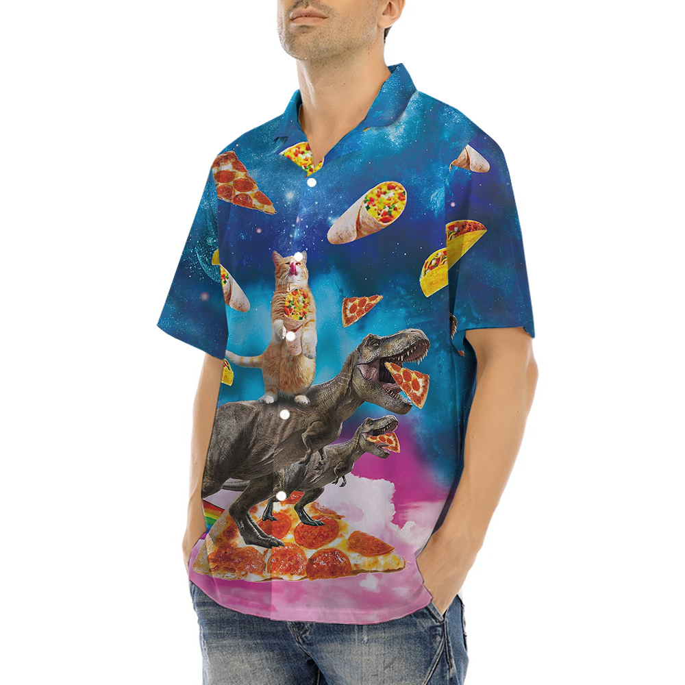 Funny Taco Cat And Dinosaur Hawaiian Shirt