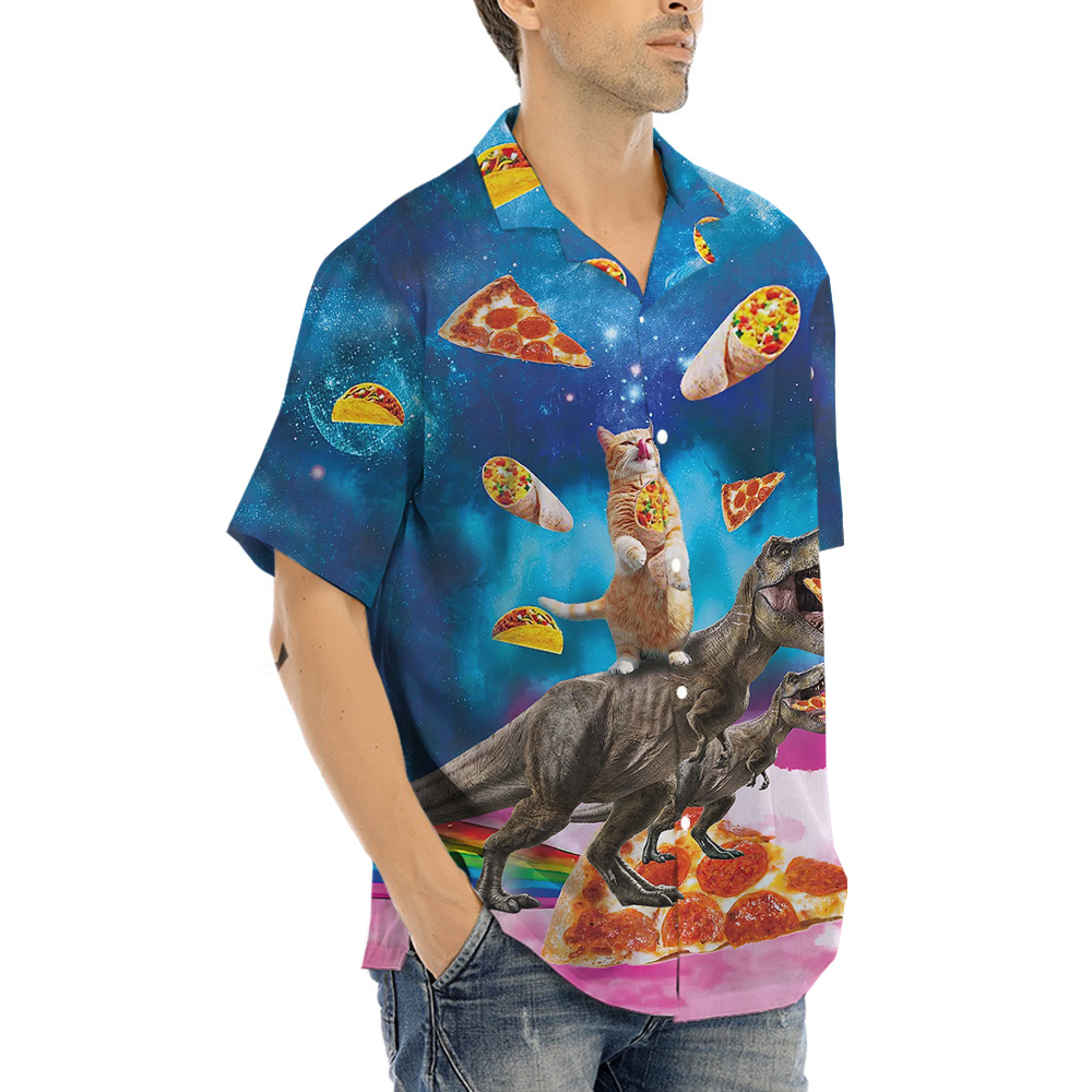 Funny Taco Cat And Dinosaur Hawaiian Shirt