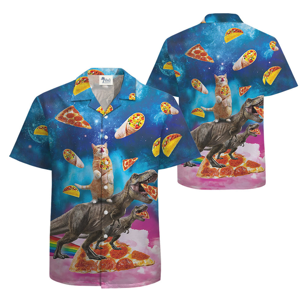 Funny Taco Cat And Dinosaur Hawaiian Shirt