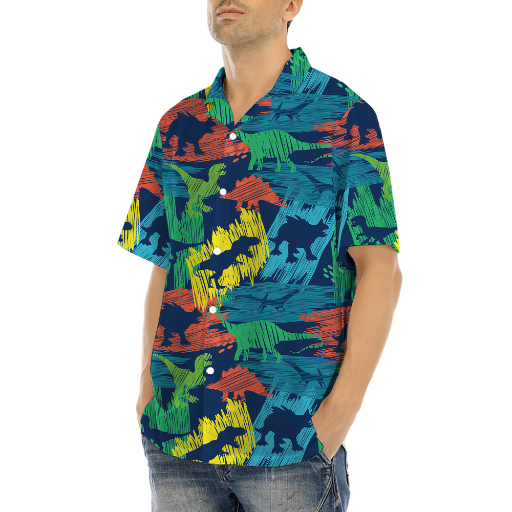 T-Rex Navy Aloha Shirt
