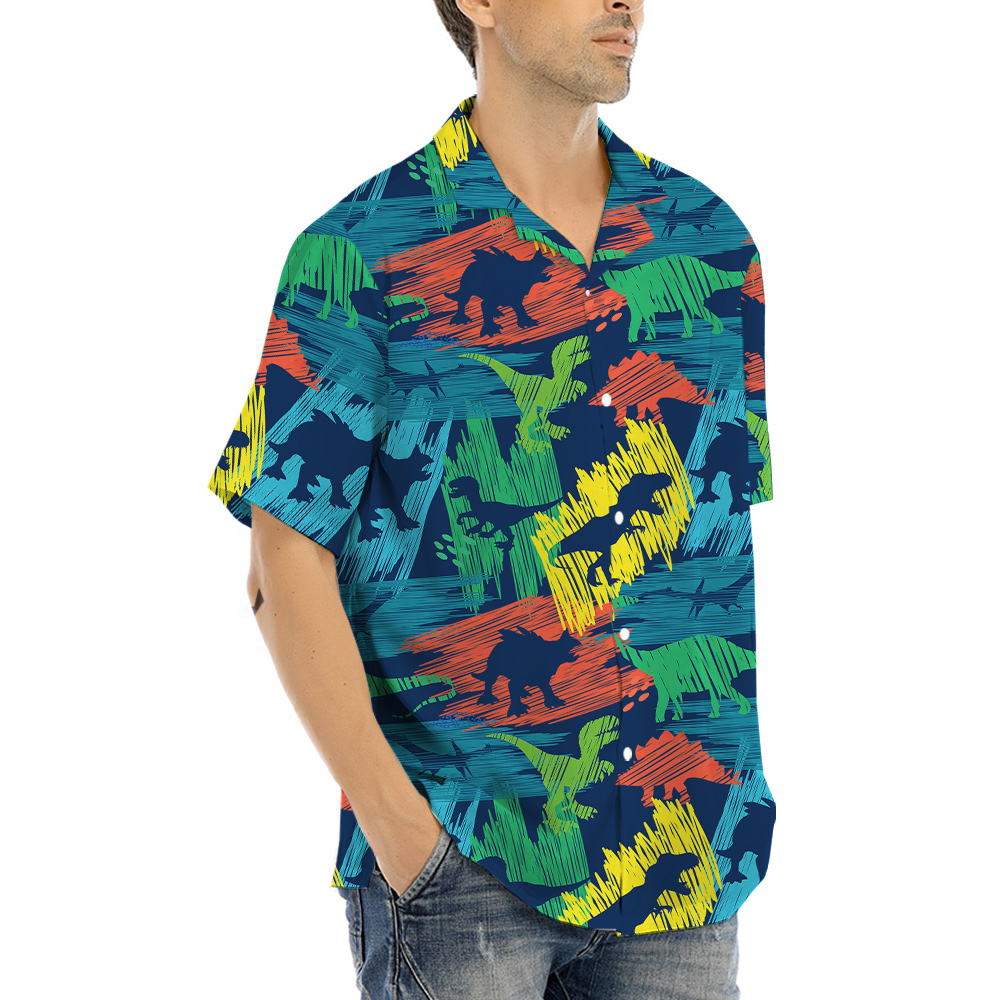 T-Rex Navy Aloha Shirt