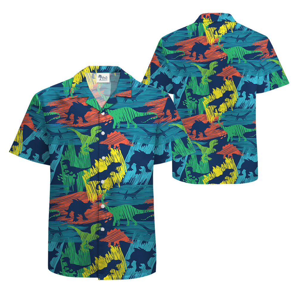 T-Rex Navy Aloha Shirt