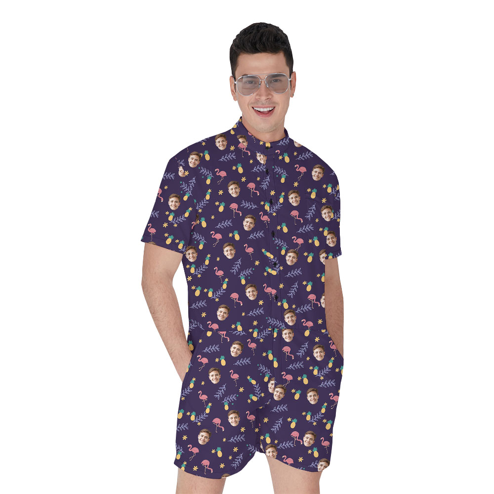 Funny Purple Male's Romper With Personalized Pictures - variant image 1