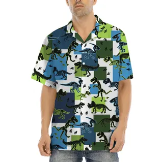 Dinosaur Skeleton Green Hawaiian Shirt