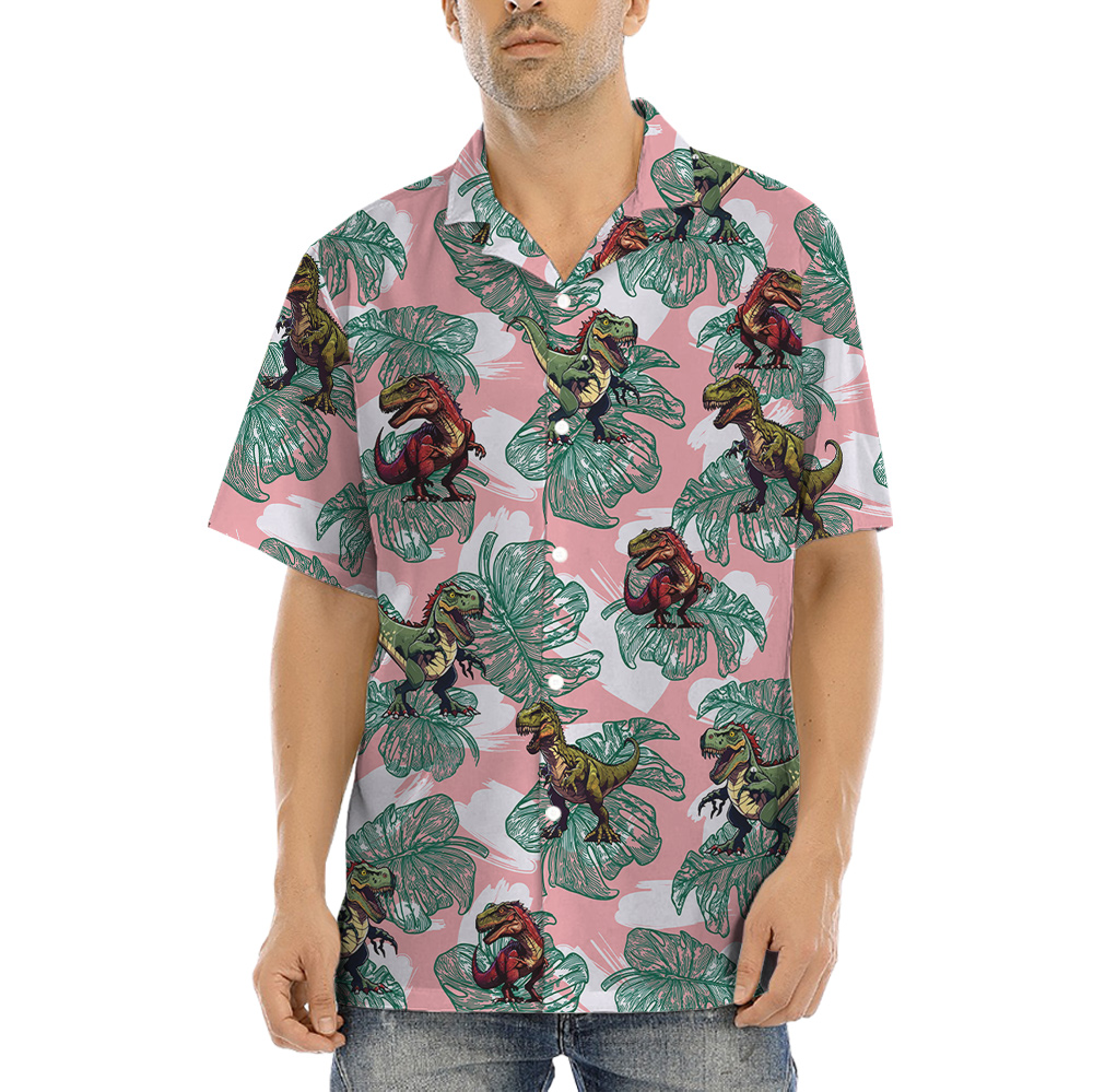 T-Rex Tropical Pink Aloha Shirt - variant image 1
