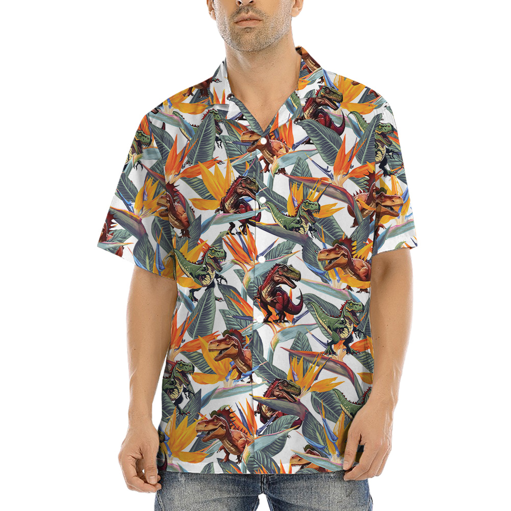 Bird Of Paradise Tropical Dinosaur Hawaiian Shirt - variant image 1