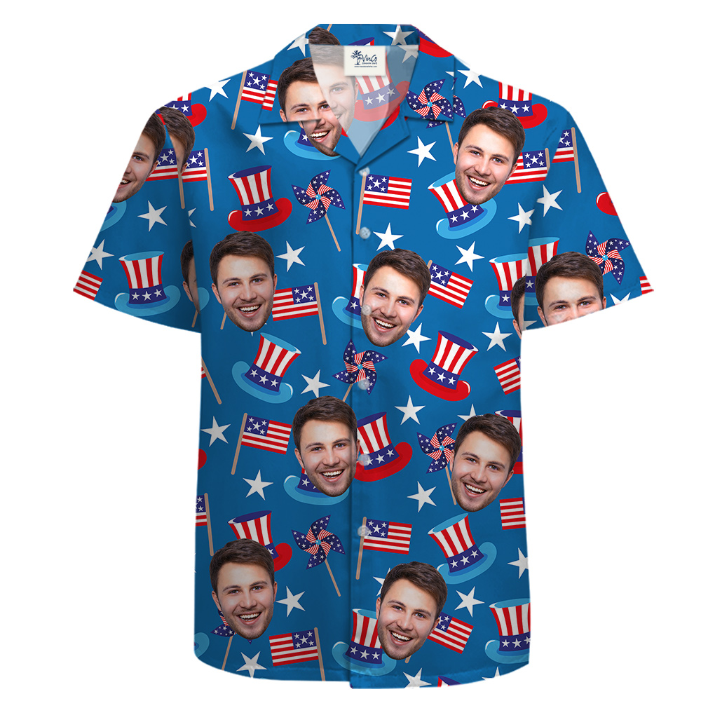 Custom 1-5 Pictures American Proud Cotton Hula Shirt - variant image 1