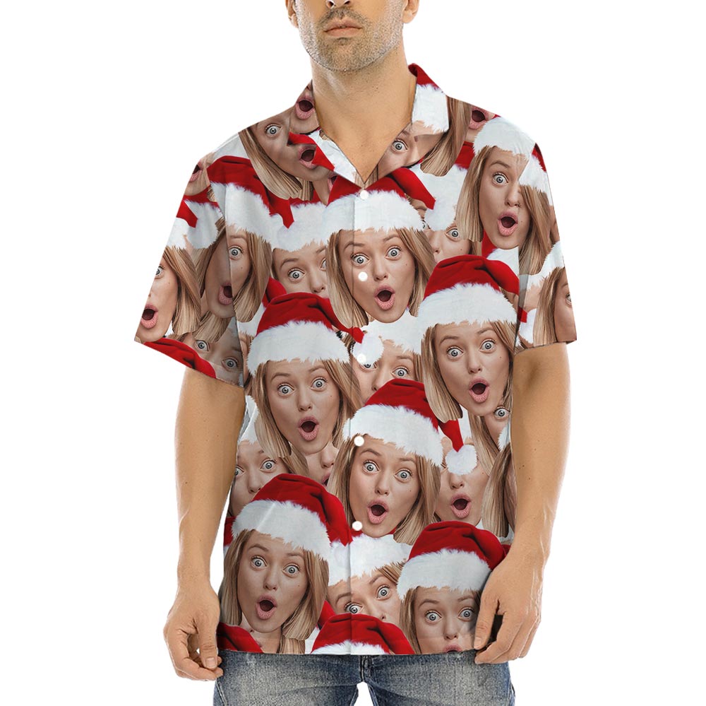 Personalized Christmas Aloha Shirt With Girlfriend's Face - variant image 1