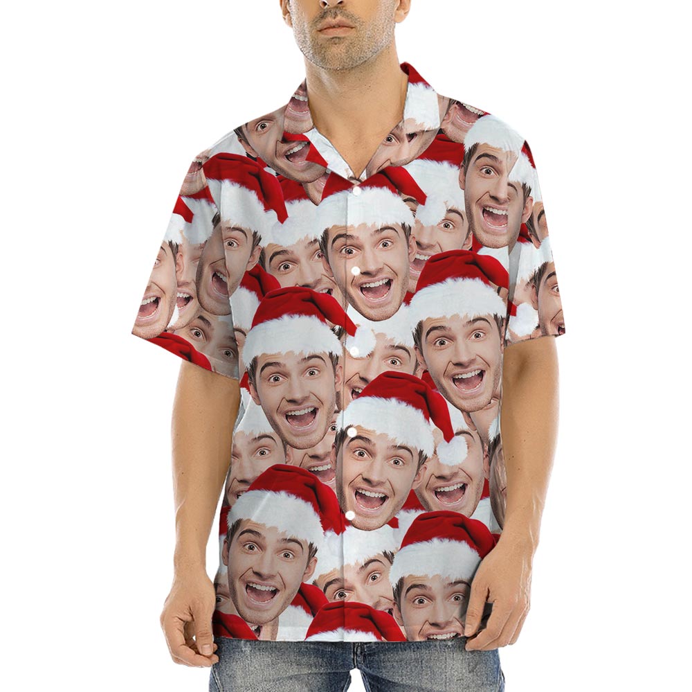 Funny Christmas Hawaiian Shirt With Face Print - variant image 1