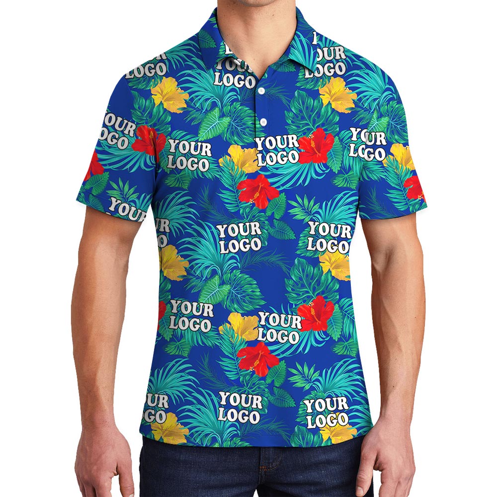 Custom Floral Hawaiian Golf Shirt With Logo - variant image 1