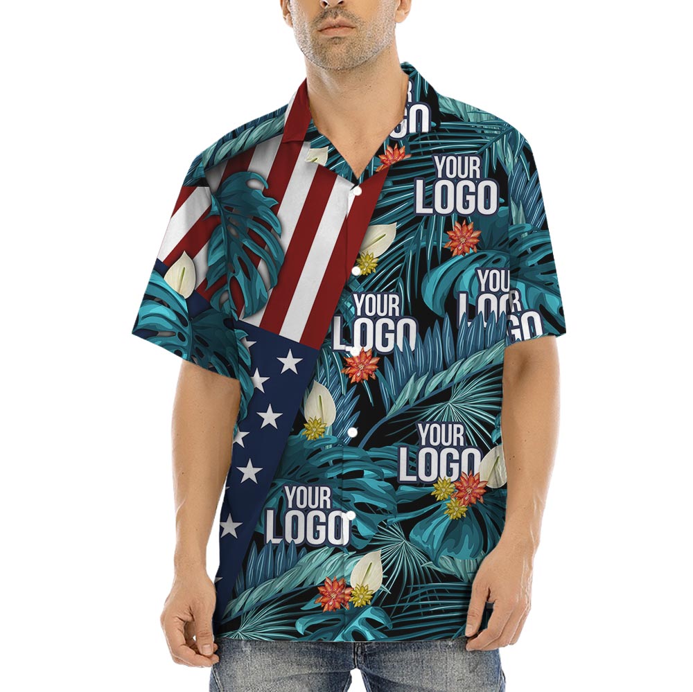 Custom Logo 4th Of July Hawaiian Button Shirt - variant image 1