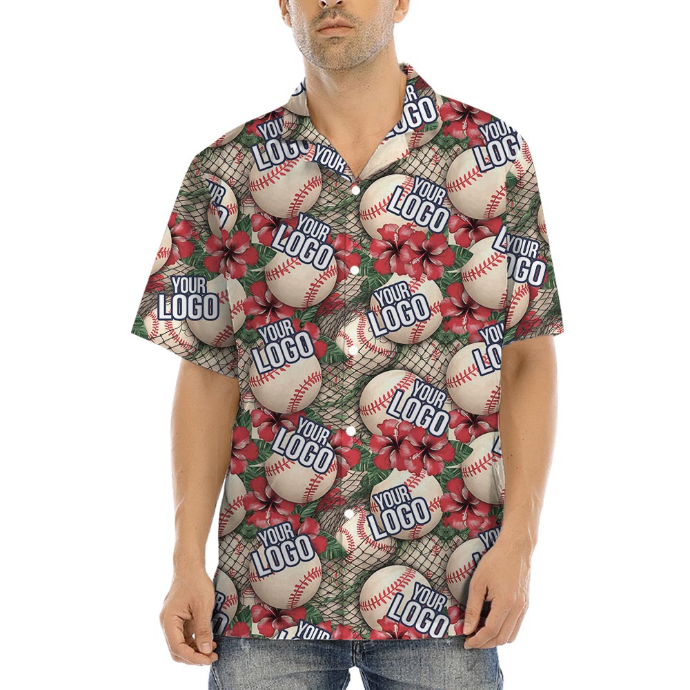 Custom Logo Baseball Team Hawaiian Button Shirt - variant image 1