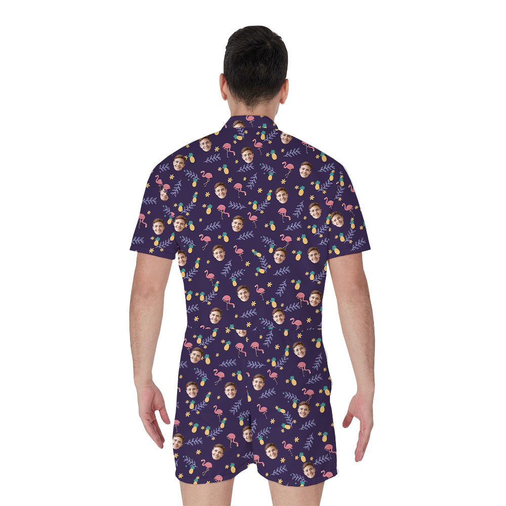 Funny Purple Male's Romper With Personalized Pictures