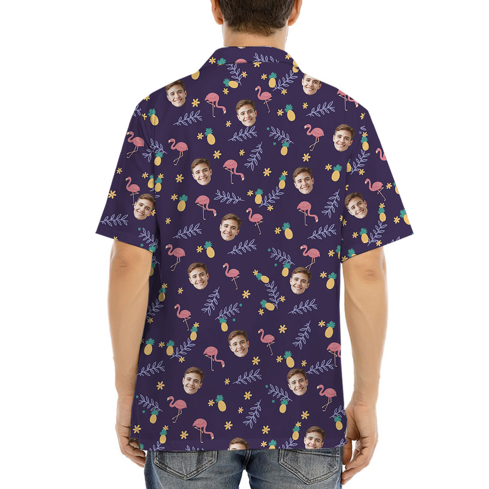 Flamingo Pineapple Purple Hawaiian Shirt With 1-5 Faces