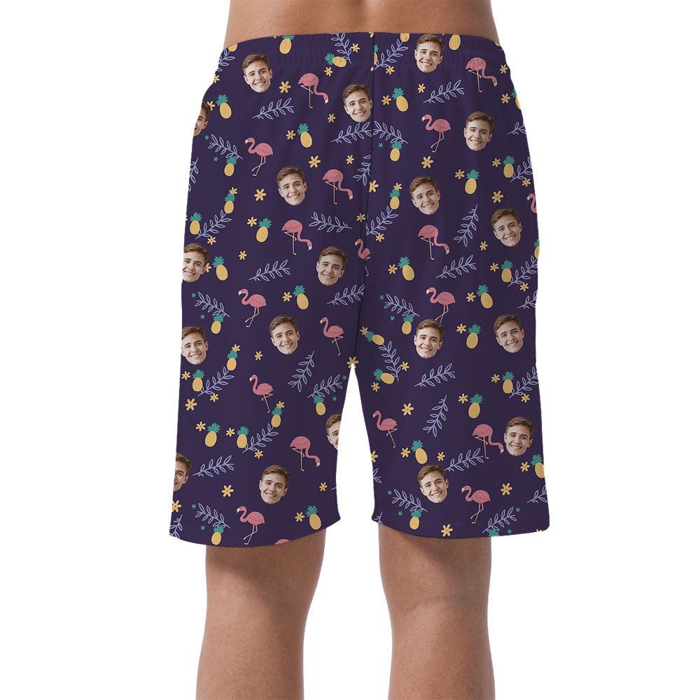 Cool Purple Flamingo Beach Shorts With 1-5 Faces