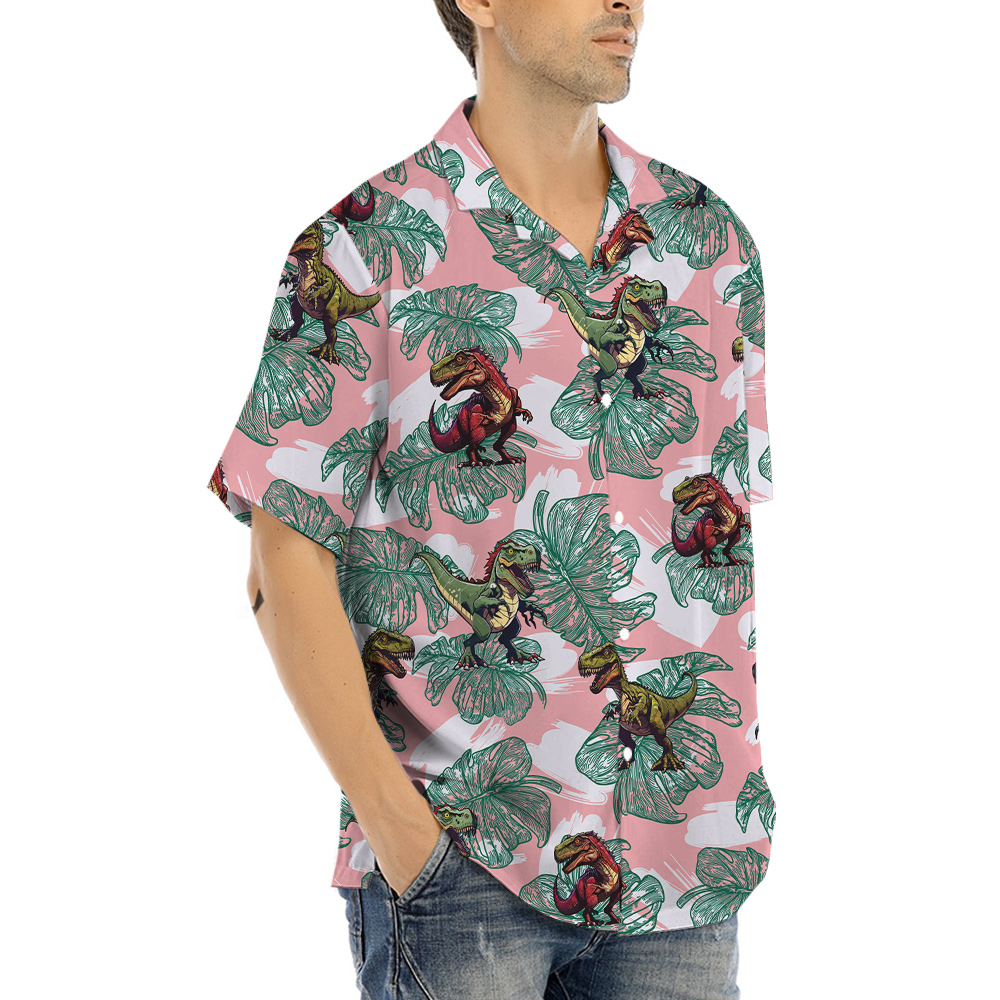 T-Rex Tropical Pink Aloha Shirt