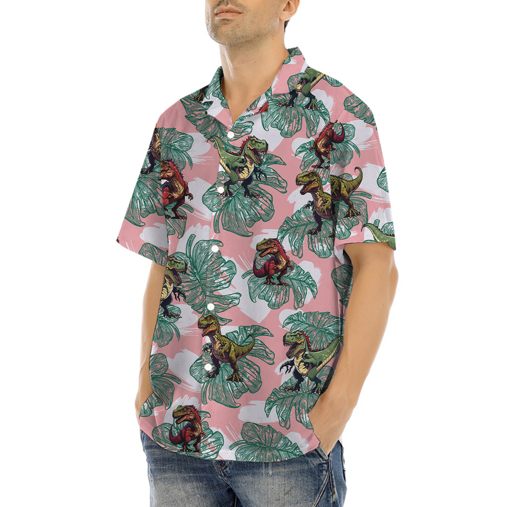 T-Rex Tropical Pink Aloha Shirt