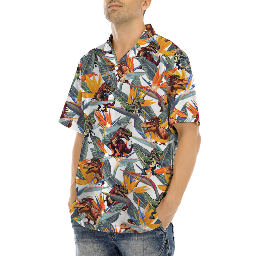 Bird Of Paradise Tropical Dinosaur Hawaiian Shirt