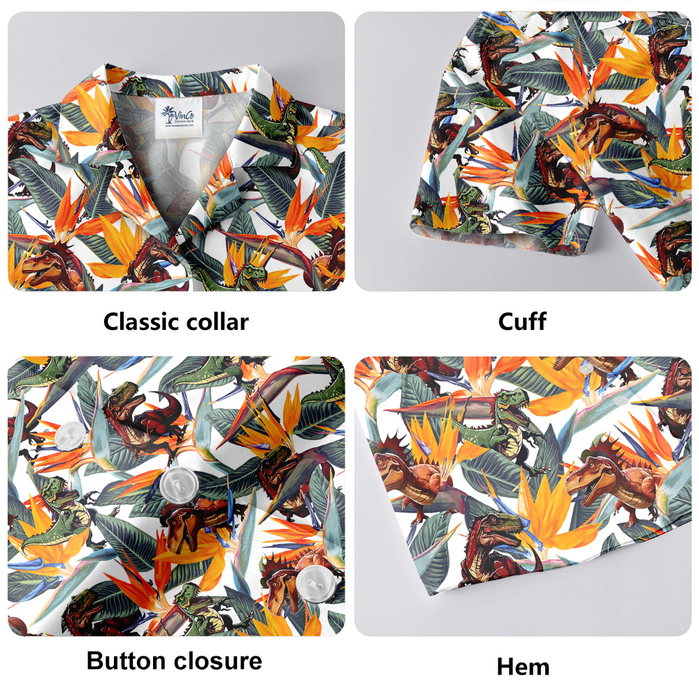 Bird Of Paradise Tropical Dinosaur Hawaiian Shirt