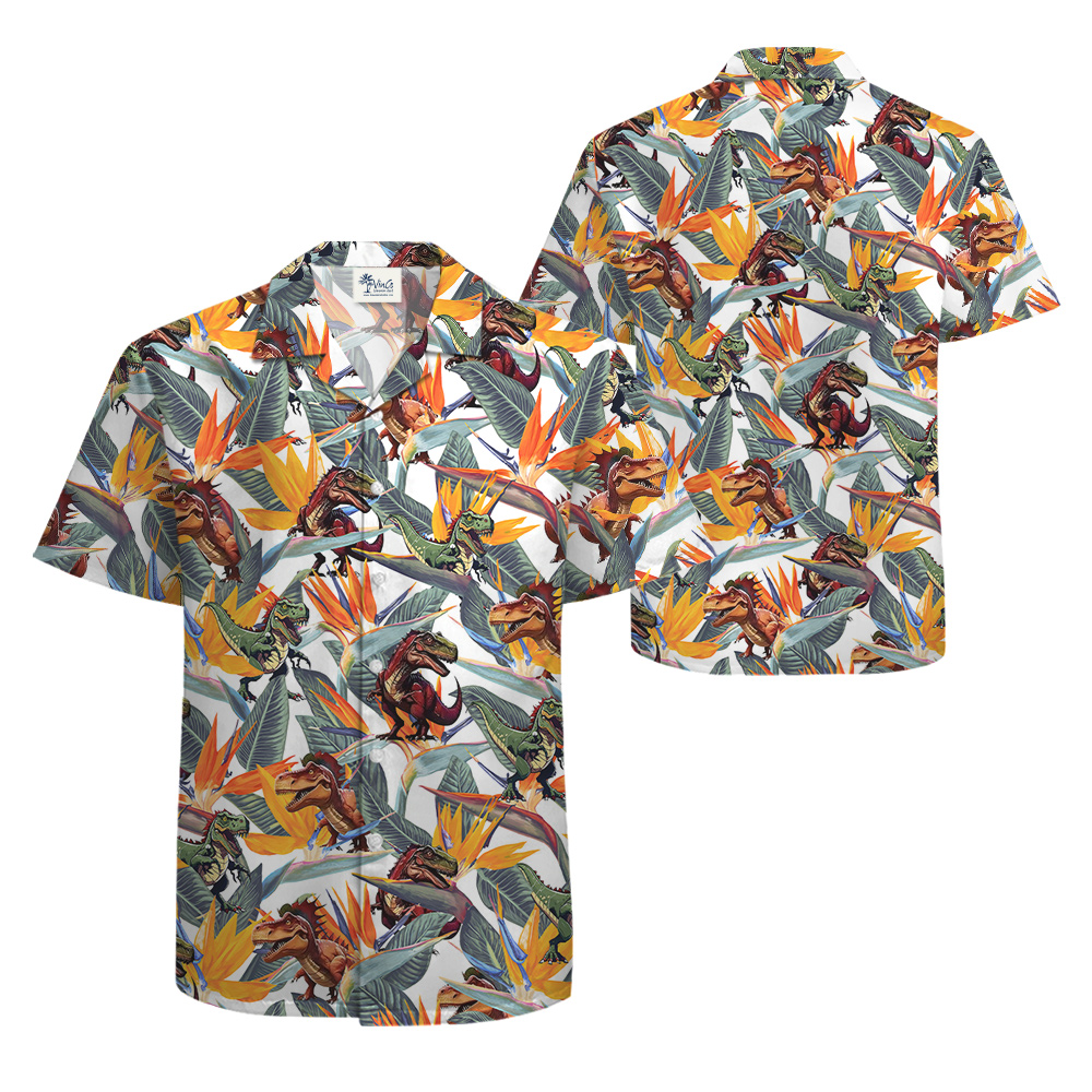 Bird Of Paradise Tropical Dinosaur Hawaiian Shirt