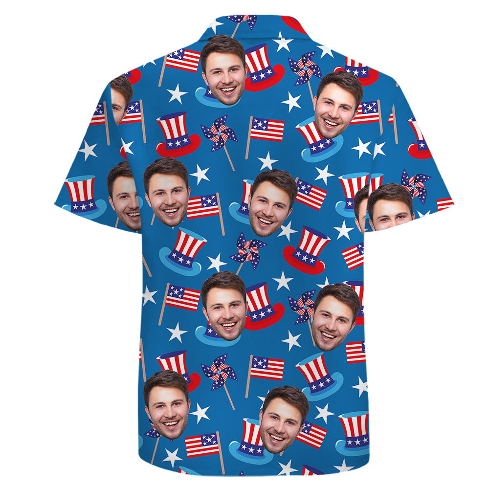 Custom 1-5 Pictures American Proud Cotton Hula Shirt