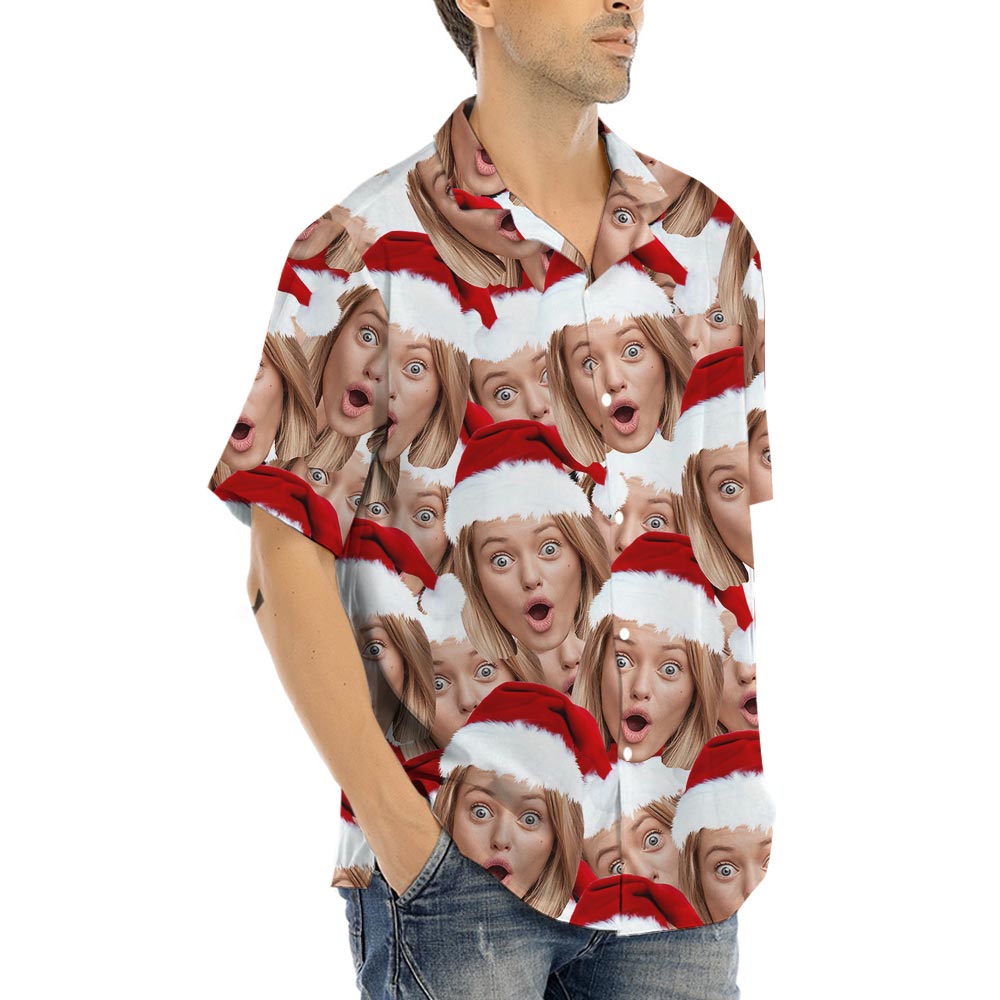 Personalized Christmas Aloha Shirt With Girlfriend's Face