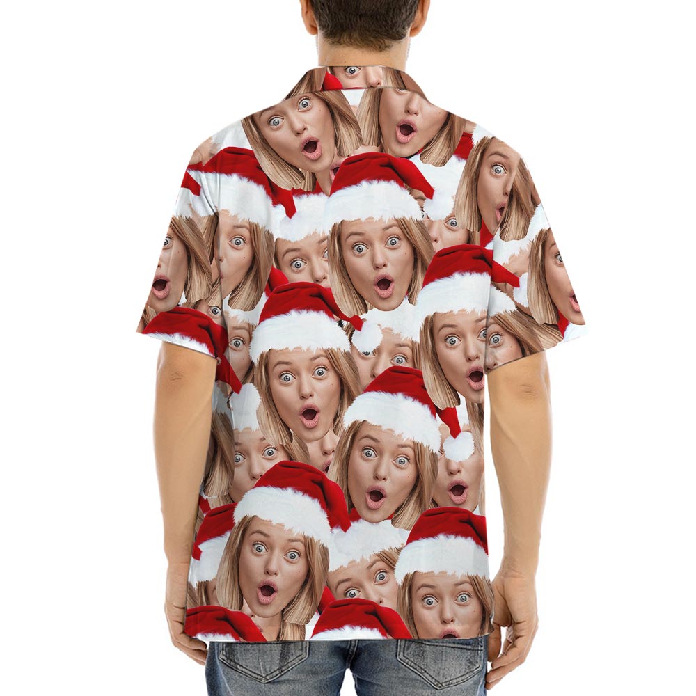 Personalized Christmas Aloha Shirt With Girlfriend's Face