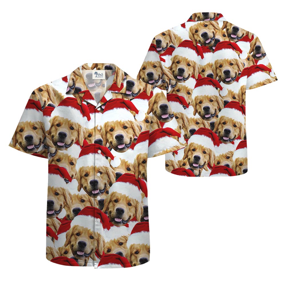 Custom Hawaiian Christmas Shirt With 1-5 Dog Faces