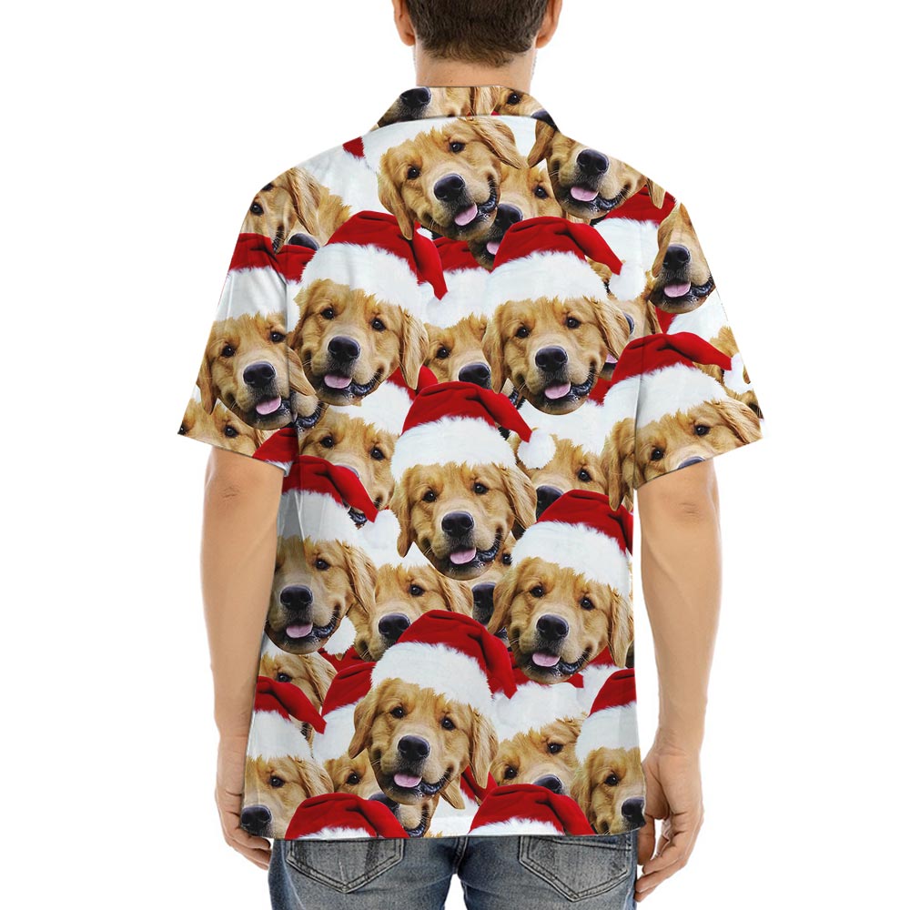 Custom Hawaiian Christmas Shirt With 1-5 Dog Faces