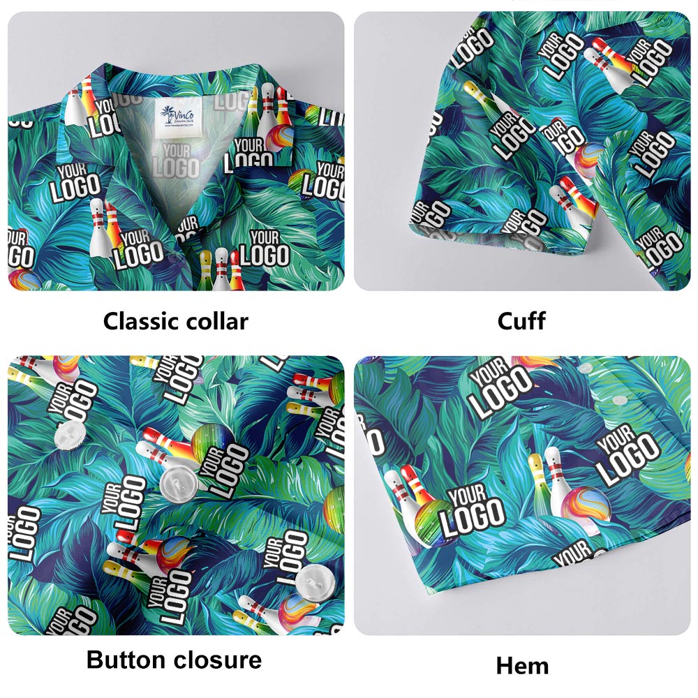 Custom Hawaiian Bowling Shirt With Team Logo