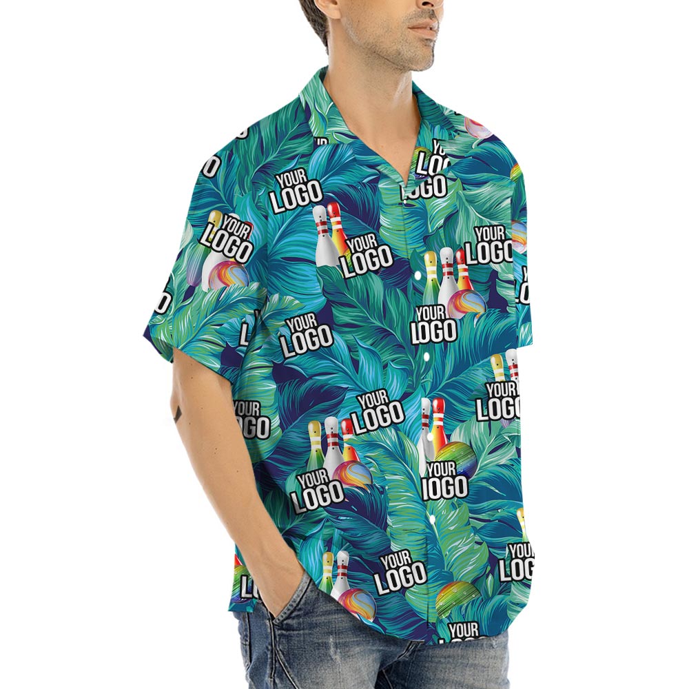 Custom Hawaiian Bowling Shirt With Team Logo