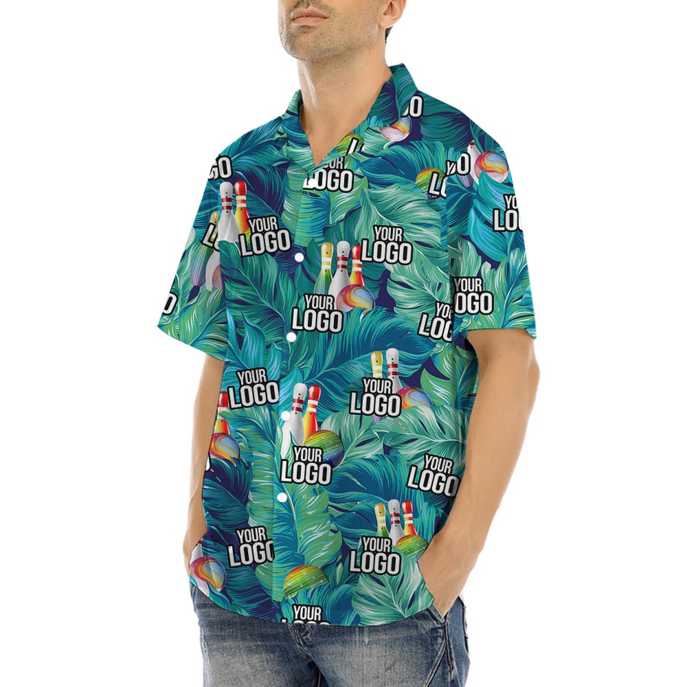 Custom Hawaiian Bowling Shirt With Team Logo