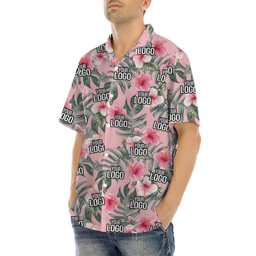Pink Custom Aloha Shirt With Company Logo