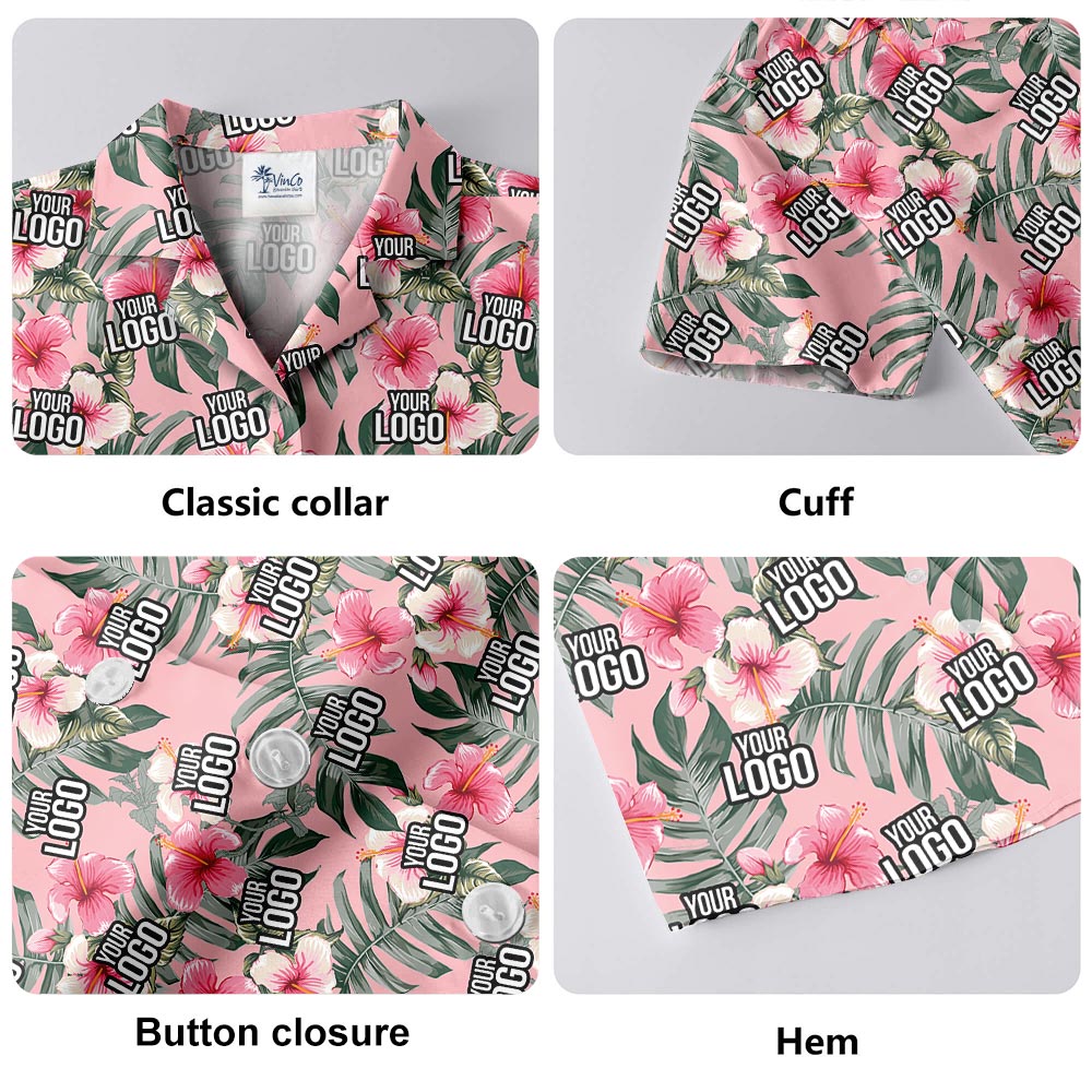 Pink Custom Aloha Shirt With Company Logo