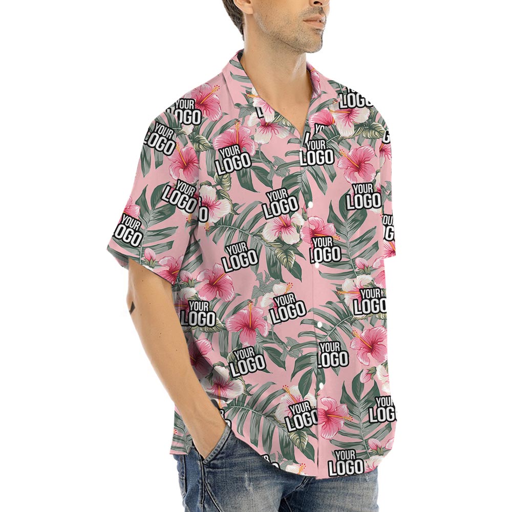 Pink Custom Aloha Shirt With Company Logo