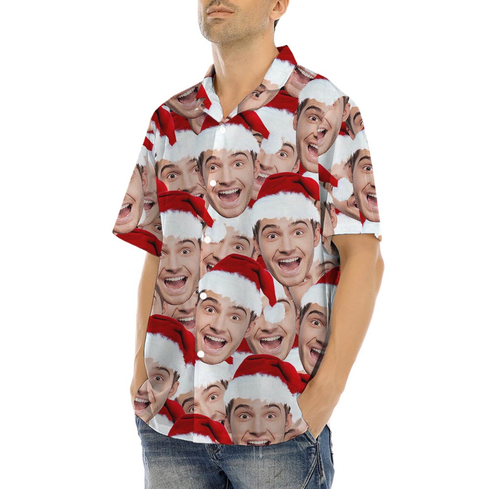 Funny Christmas Hawaiian Shirt With Face Print