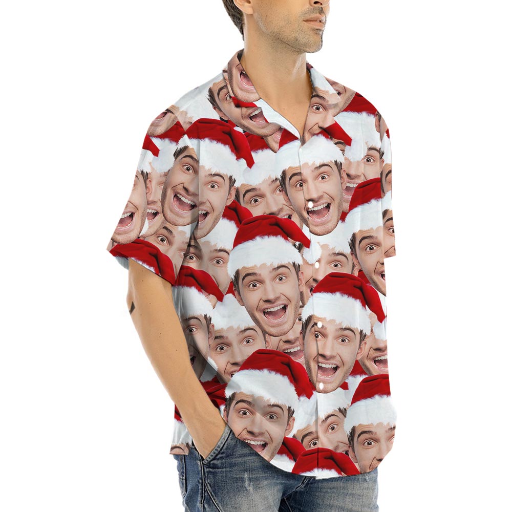 Funny Christmas Hawaiian Shirt With Face Print