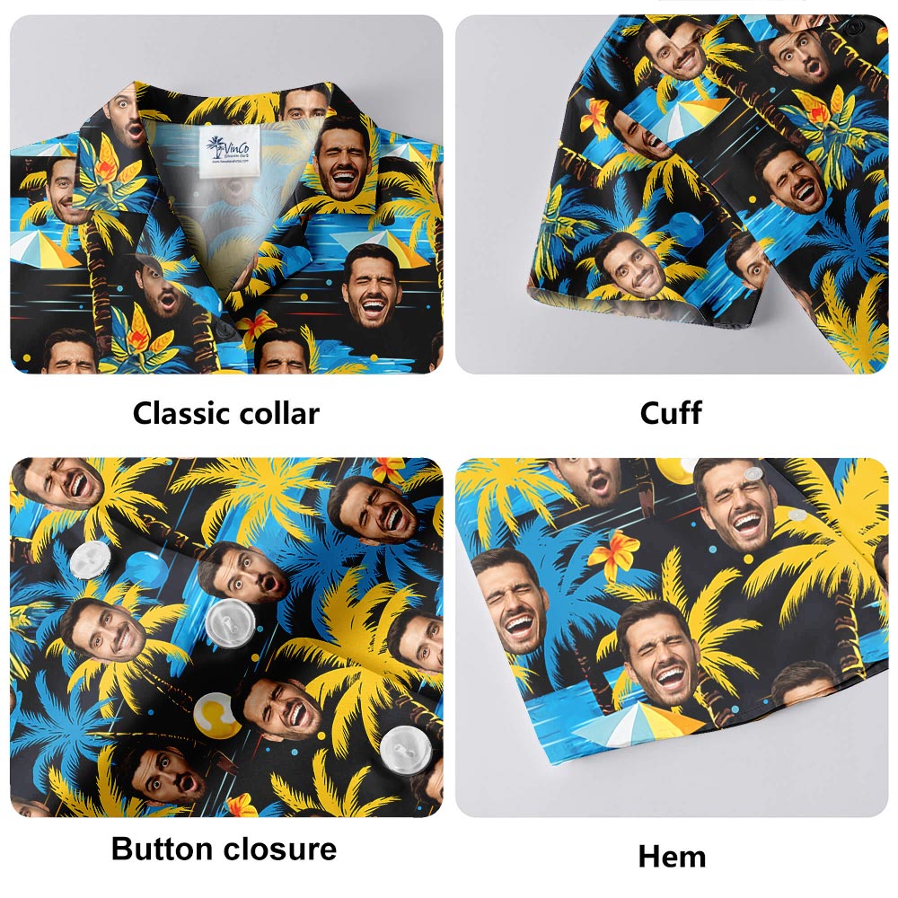 Custom Faces Black Tropical Shirt For Men