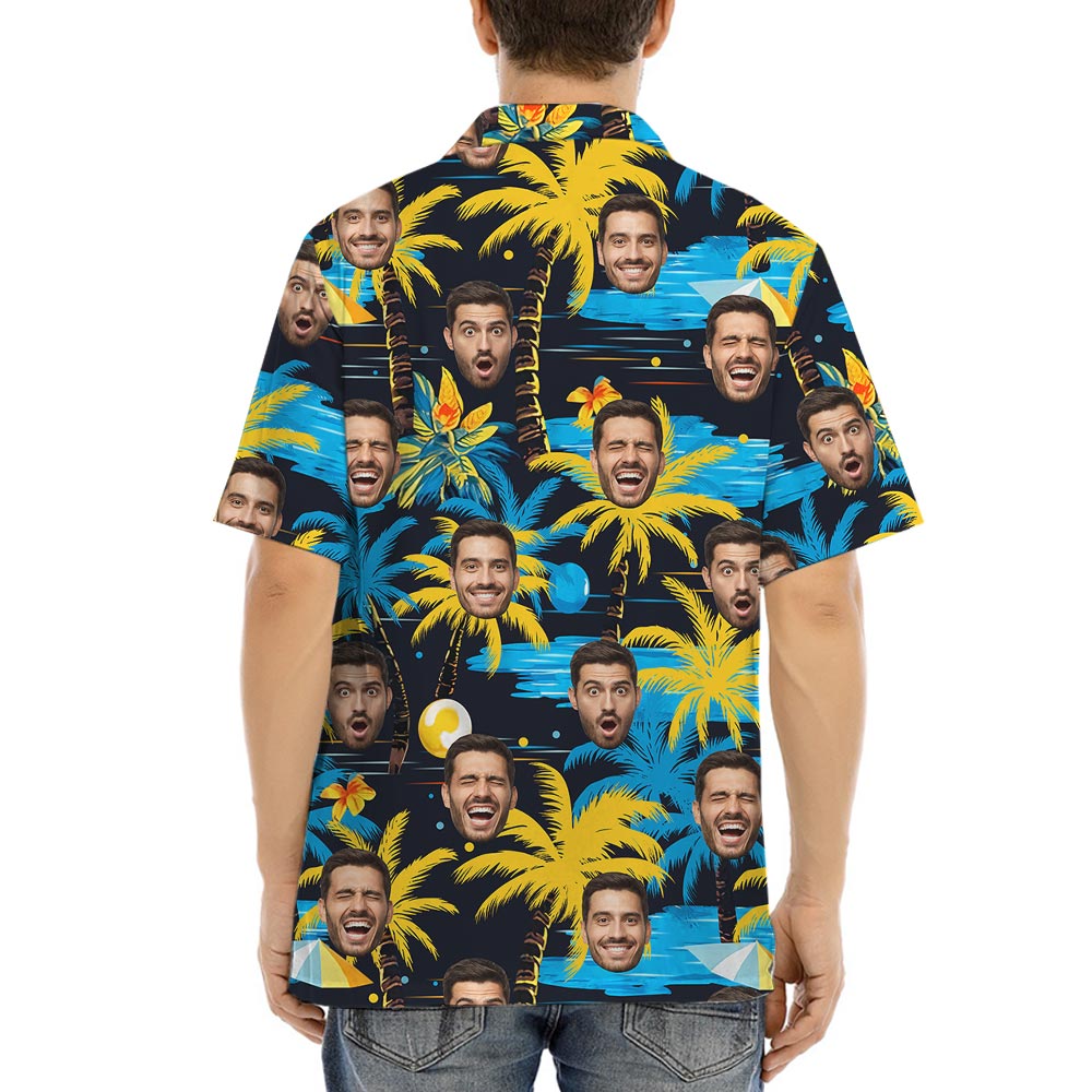 Custom Faces Black Tropical Shirt For Men