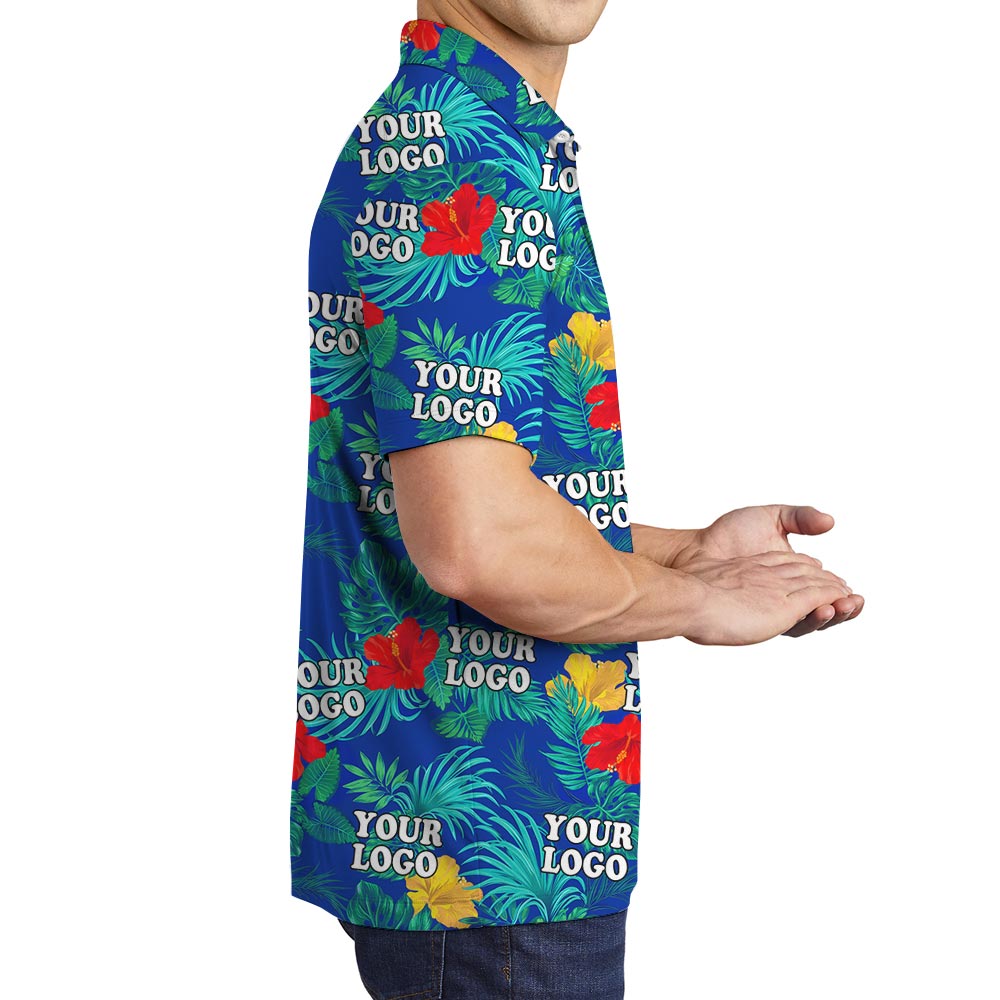 Custom Floral Hawaiian Golf Shirt With Logo