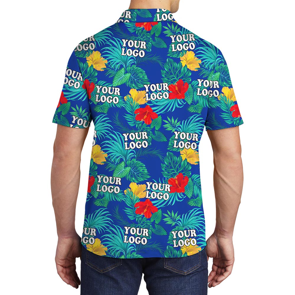 Custom Floral Hawaiian Golf Shirt With Logo