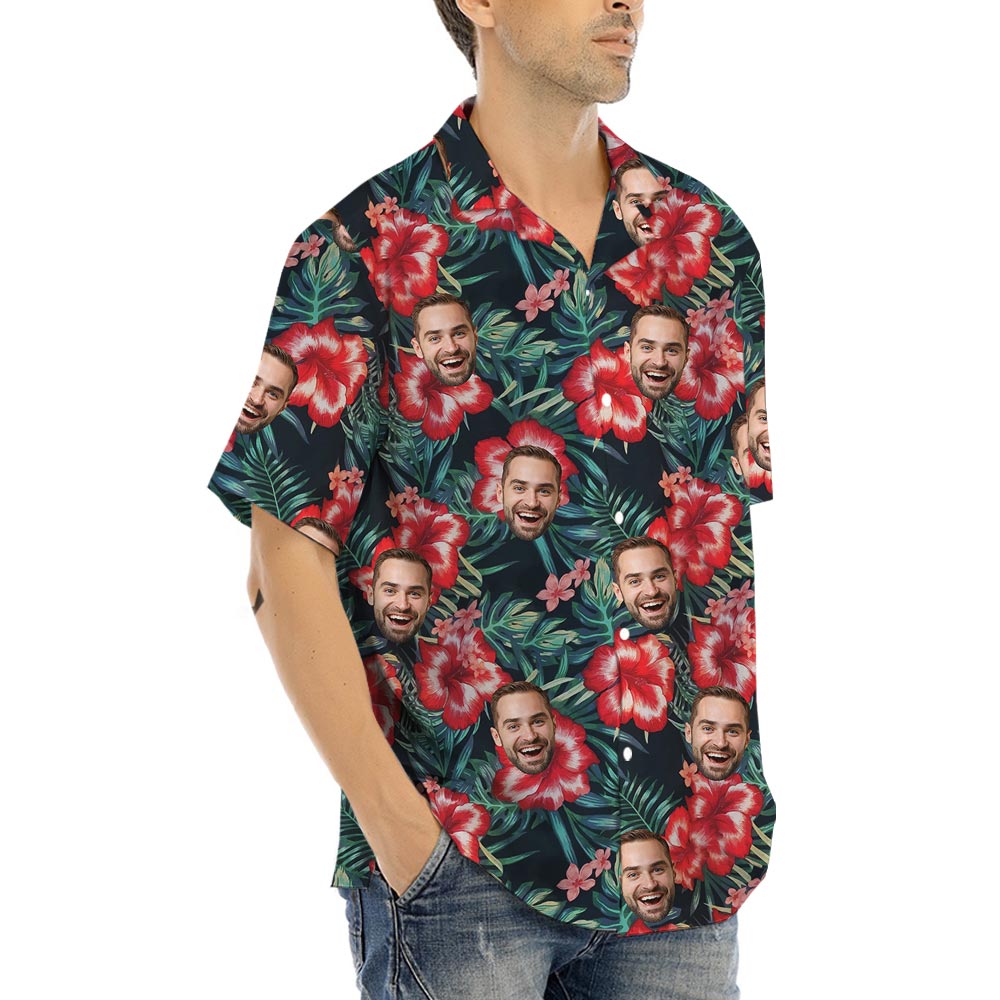 Hibiscus Plumeria Hawaiian Shirt With Custom Faces